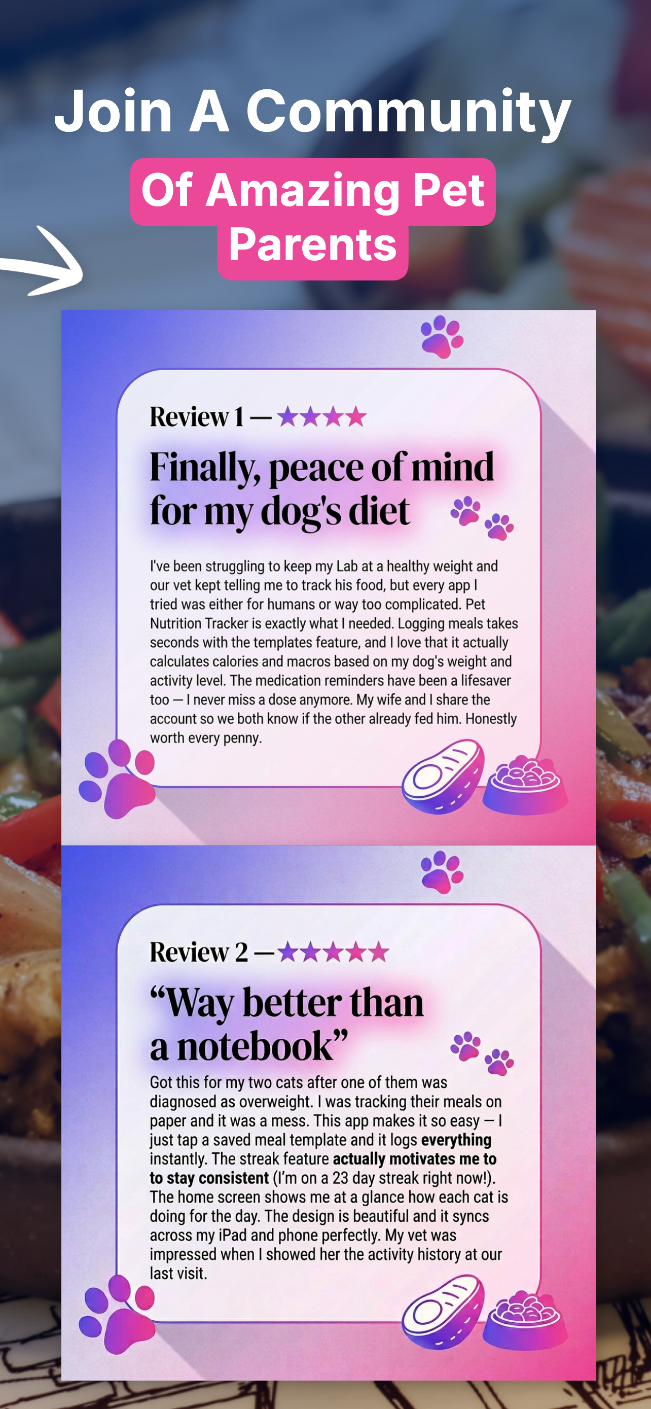 Pet profile setup with health details