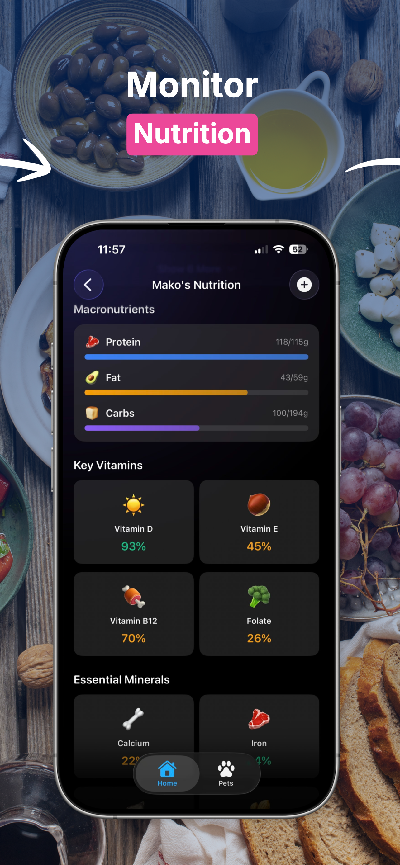 Family sharing screen showing shared pet profile