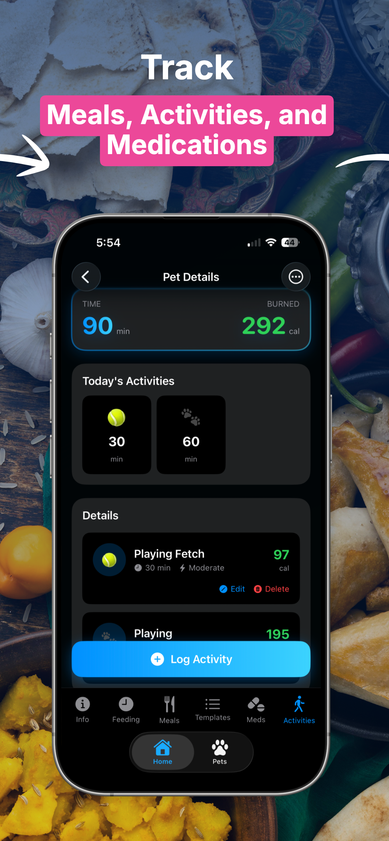 Meal templates for quick repeat logging